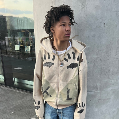 Beige City Kat Zip-up