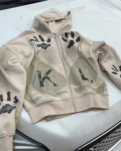 Beige City Kat Zip-up